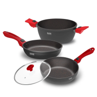 Panelas Ultra Family Size, Day By Day, Sauté Grand E Tampa De Vidro Ichef 24cm - Vermelha na Polishop