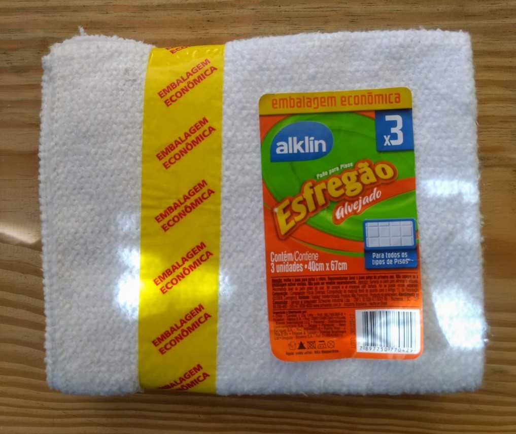 Pano Chão Esfregão Alvejado 40 X 67 Com 3 Unidades, Alklin na Amazon