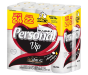 Papel Higiênico Folha Dupla, Branco 24 unidades Personal VIP na Amazon