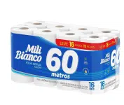 Papel Higienico Folha SIMPLES 60m Mili Bianco Neutro – Pacote com 16 rolos na Amazon