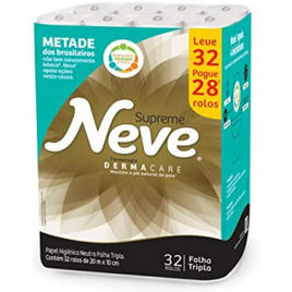 Papel Higiênico Neve Supreme Folha Tripla - 32 rolos na Amazon