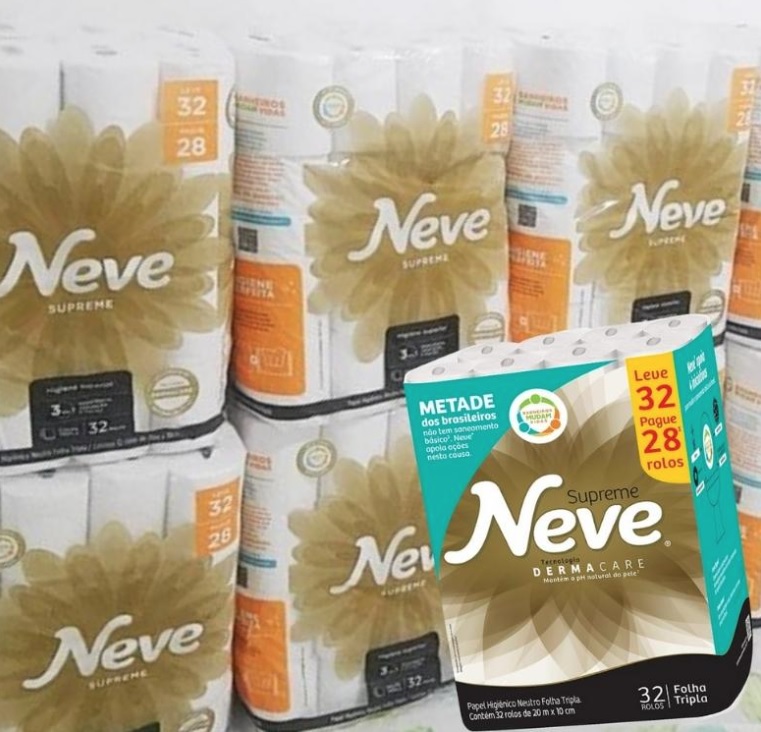 Papel Higiênico Neve Supreme – 32 rolos na Amazon