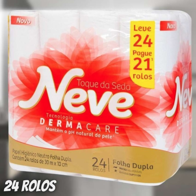 Papel Higiênico Neve Toque da Seda Dermacare Folha Dupla – 24 Rolos na Ponto