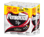 Papel Higiênico Personal VIP Folha Dupla, Branco 24 unidades na Amazon