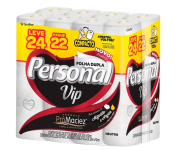 Papel Higiênico Personal VIP – Folha Dupla, Branco 24 unidades na Amazon