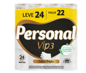 Papel Higiênico Personal – Vip Folha Tripla, 24 Rolos De 20M na Amazon