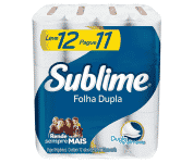 Papel Higiênico Sublime Folha Dupla, 12 rolos na Amazon
