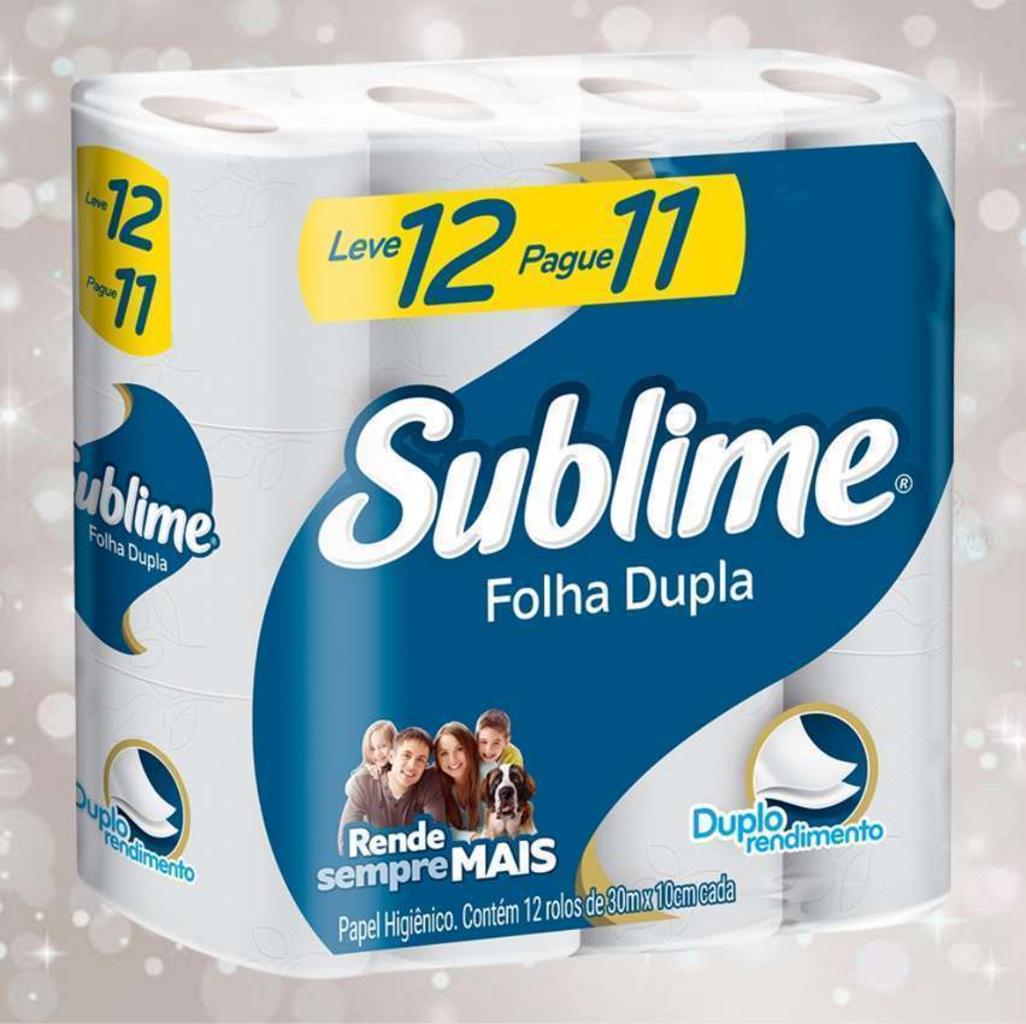 Papel Higiênico Sublime Folha Dupla, 12 rolos na Amazon