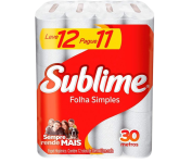 Papel Higiênico Sublime – Folha Simples Neutro Branco – 12 Rolos na Amazon