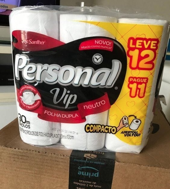 Papel Higiênico VIP Folha Dupla, Personal, 12 unidades, Branco (Embalagem pode variar) na Amazon