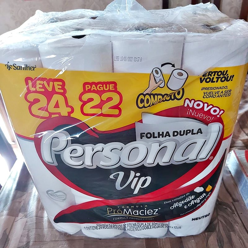 Papel Higiênico VIP Folha Dupla, Personal, 24 unidades, Branco (Embalagem pode variar) na Amazon