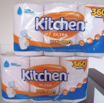 Papel Toalha Kitchen Jumbo Folha Dupla – Pack com 3 rolos de 120 unidades de 19×20 cm cada na Amazon