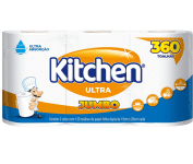 Papel Toalha Kitchen Jumbo Folha Dupla – Pack com 3 rolos de 120 unidades na Amazon