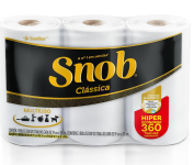 Papel toalha multiuso Snob folha dupla branca hiper 360 folhas, 3 rolos na Amazon