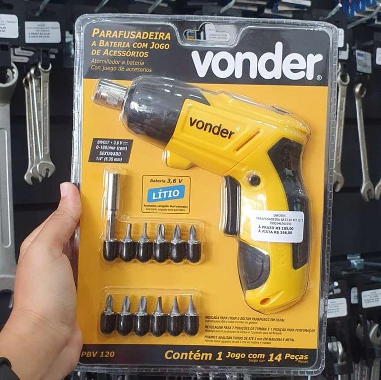 Parafusadeira A Bateria 3,6 V, Carregador Bivolt, Jogo Com 12 Acessórios, Pbv 120, Vonder na Amazon