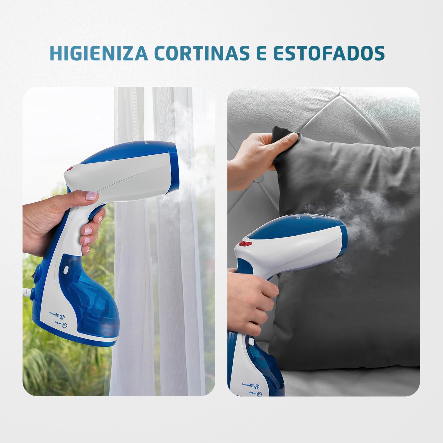 Passadeira a Vapor Portátil Fast Steam, Mondial, Branco/Azul, 1500W – VP-09 na Amazon