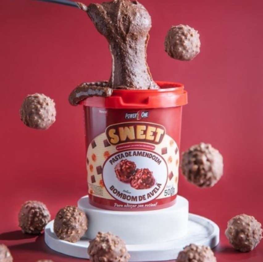 Pasta de Amendoim Sweet – 500g Bombom de Avelã – Power One na Amazon