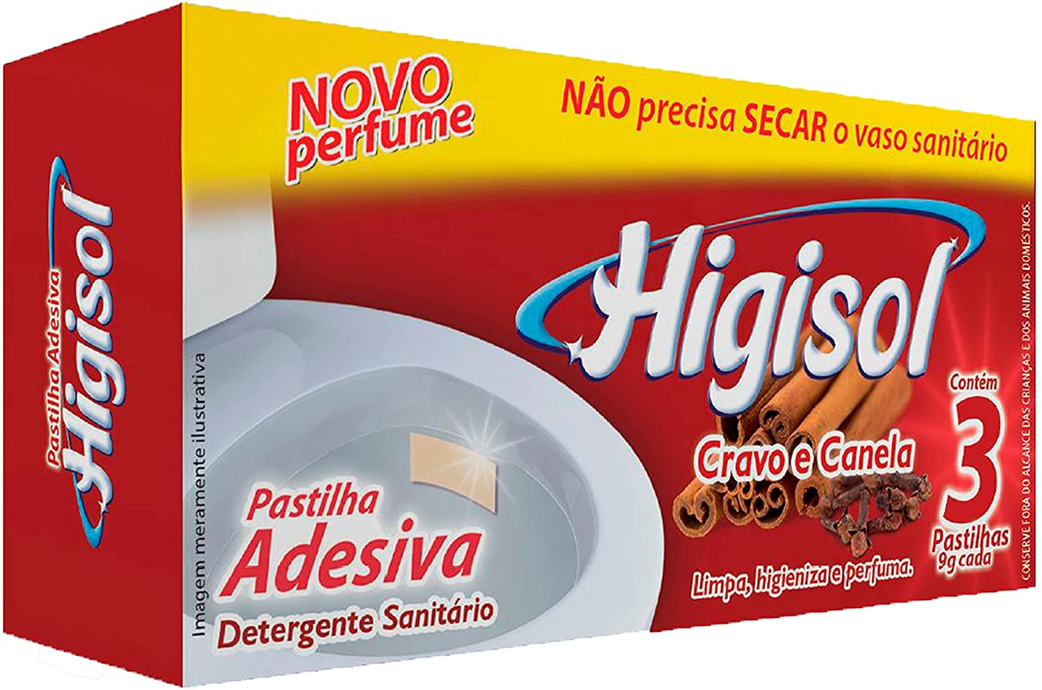 Pastilha Adesiva Para Vaso Sanitário – Cravo E Canela 3X9G, Higisol na Amazon