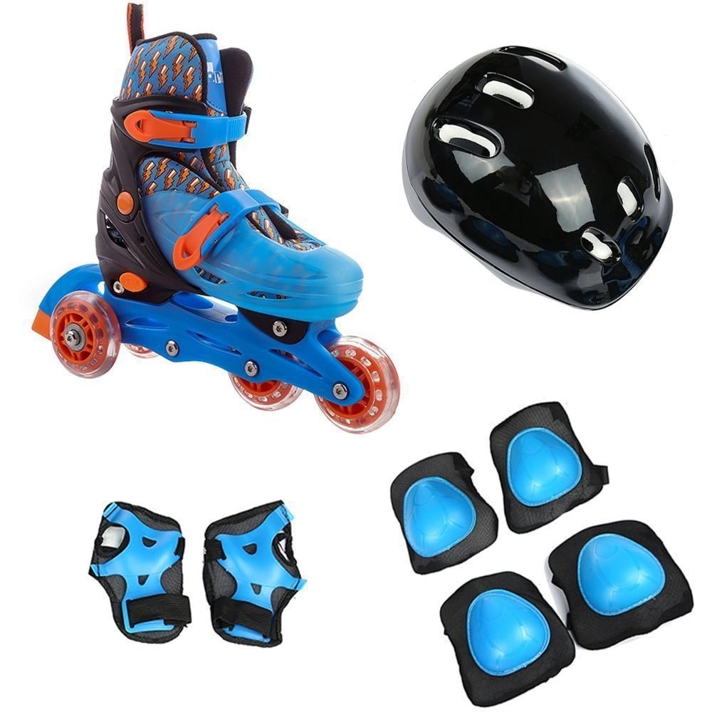 Patins Infantil 4 Rodas Ajustável com Kit de Proteção 28-31 Azul – brink+ na Americanas
