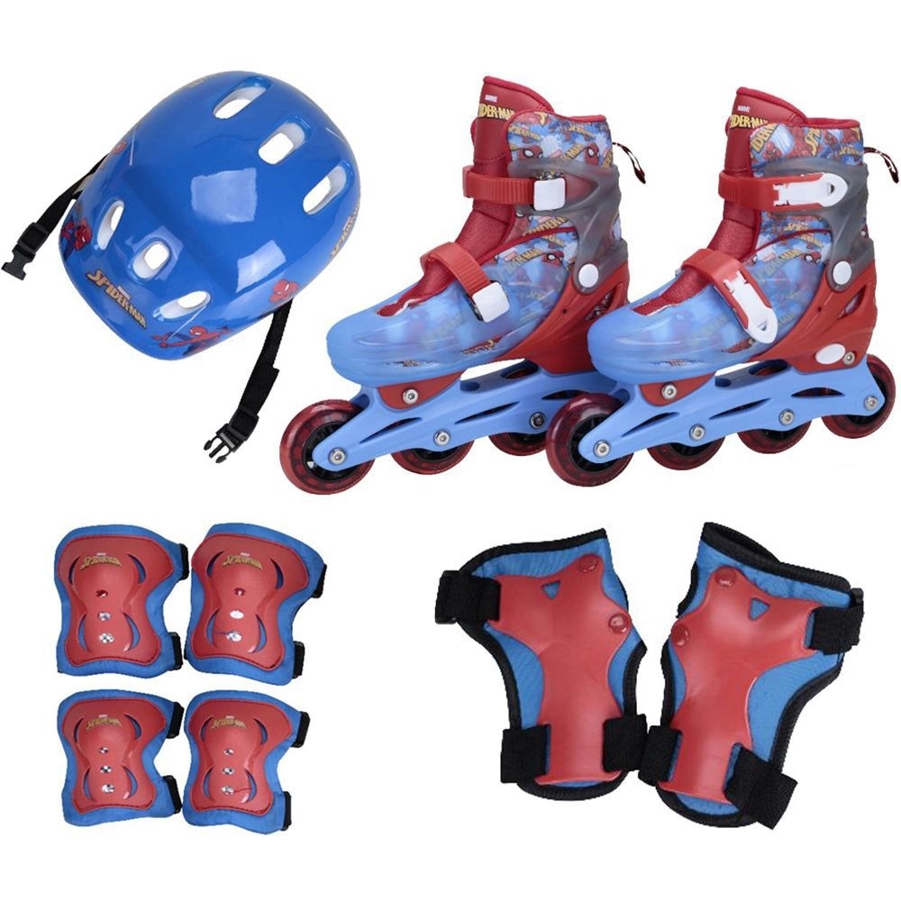Patins Infantil 4 rodas In Line Ajustável Com Kit Proteção Tamanho 32-35 Marvel Spider-man – brink+ na Americanas