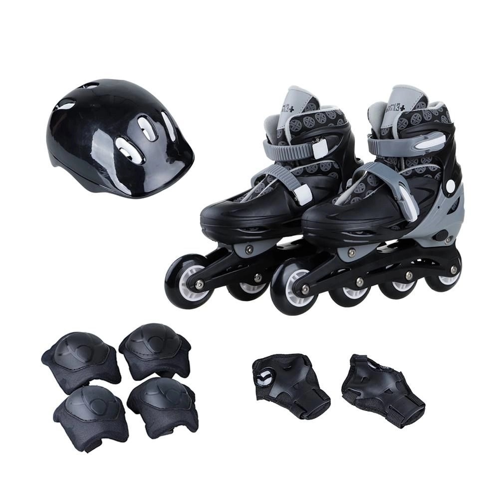 Patins Infantil 4 Rodas in Line com kit Proteção Tamanho 36-39 Preto – brink+ na Americanas