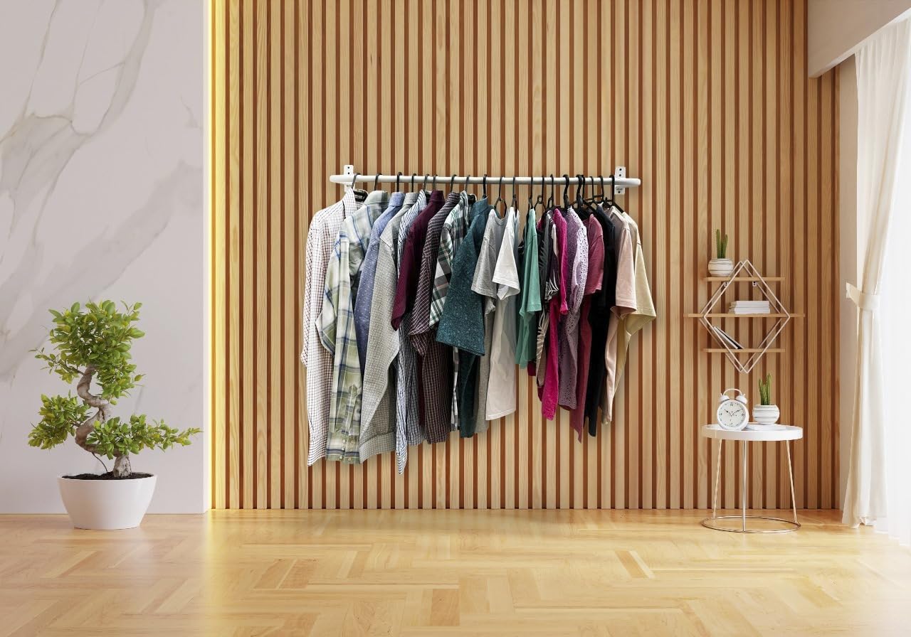 PB Cabideiro de Parede 1 Metro Branco Aço Pintado com Kit de Instalação na Amazon