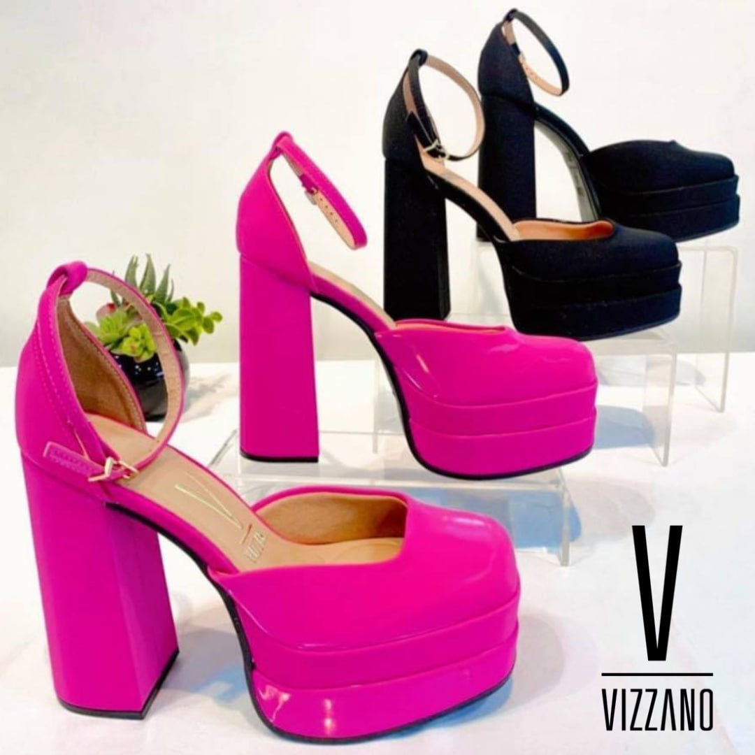 Peep Toe Meia Pata Vizzano Bico Quadrado Salto Bloco Alto na Magazine Luiza