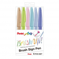 Pentel Kit Caneta Pincel Brush Sign Pen 6 Cores Pasteis KITBRUSH-6P na Amazon