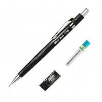 Pentel Lapiseira Sharp P200 0.5mm Preta + Grafites + Borracha 0.5mm na Amazon