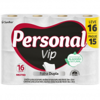 Personal Papel Higiênico Vip Folha Dupla, 16 Unidades Branco (Embalagem Pode Variar) na Amazon