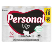 Personal Papel Higiênico Vip Folha Dupla, 16 Unidades Branco na Amazon