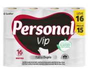 Personal Papel Higiênico Vip Folha Dupla, 16 Unidades Branco na Amazon