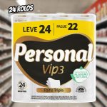 Personal Papel Higiênico Vip Folha Tripla, 24 Rolos De 20M na Amazon