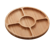 Petisqueira de Bambu com 5 Divisórias Round 25cm x 25cm x 1,6cm – LYOR na Amazon