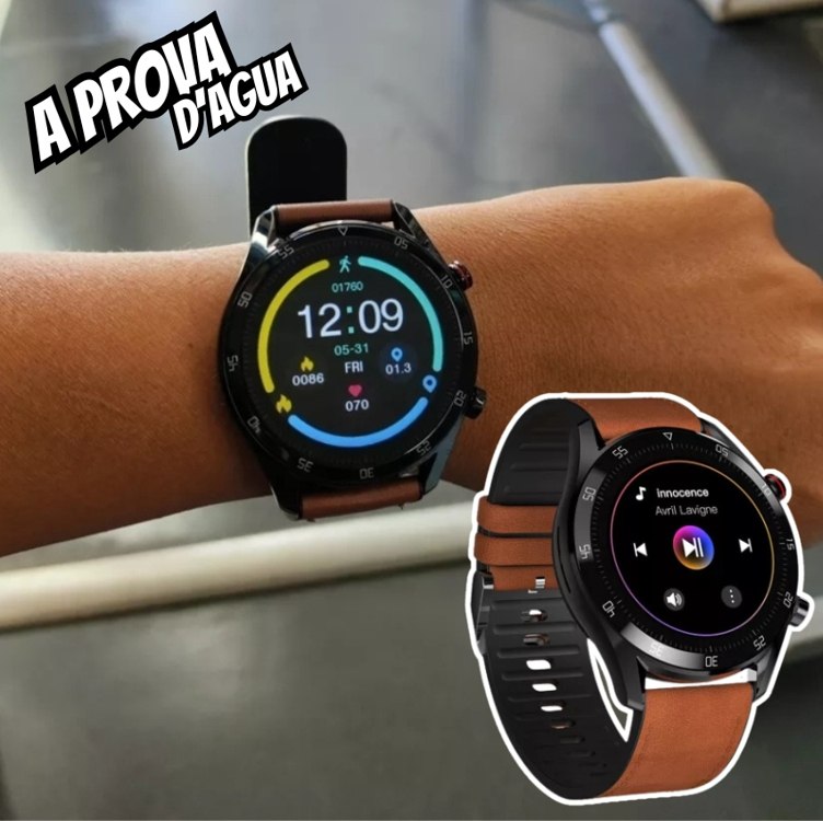 PHILCO Smartwatch Hit Wear PSW02PM Bluetooth Display 1,28″ Preto/Marrom Bivolt, Caixa de 45mm na Amazon