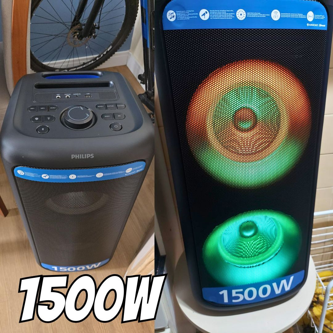 PHILIPS, Caixa de Som Bluetooth Party Speaker, TAX4000/78, com Luzes LED, entradas USB, Auxiliar, Microfone/Guitarra e Alça para Transporte na Amazon