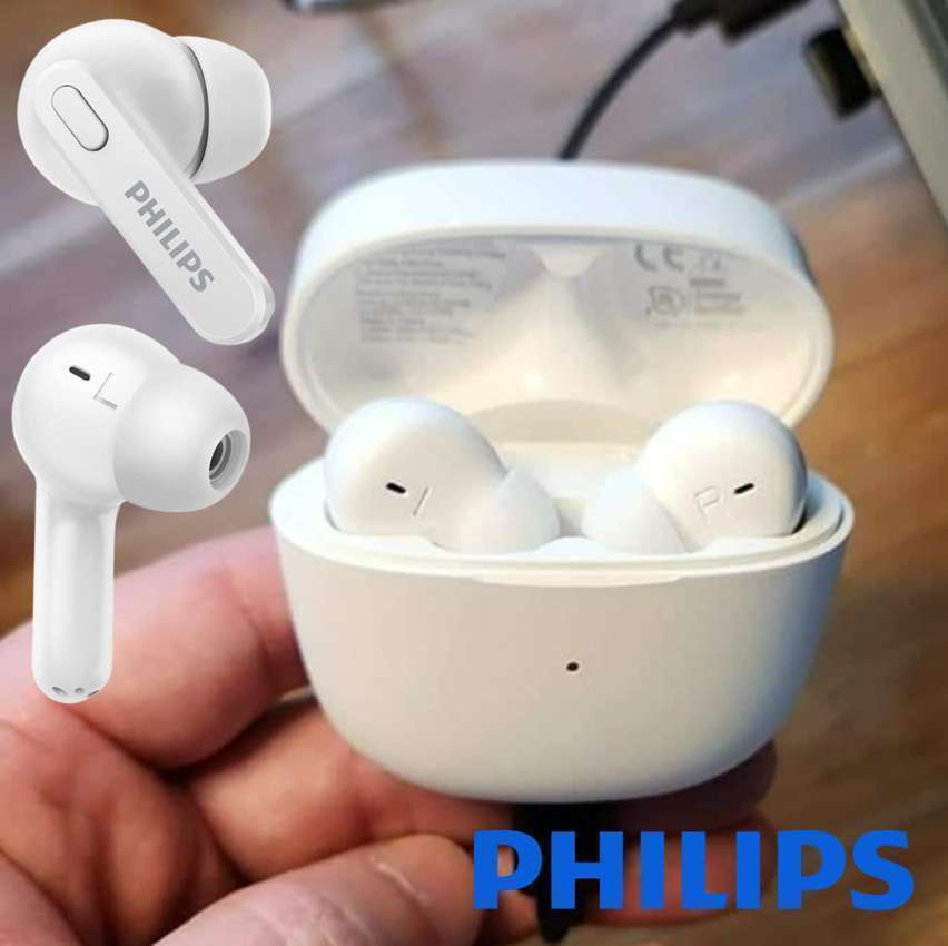 PHILIPS Fone de ouvido sem fio TWS bluetooth com microfone, formato em haste, IPX4 e energia para 18 horas totais na cor branca TAT2206WT/00, padrão na Amazon
