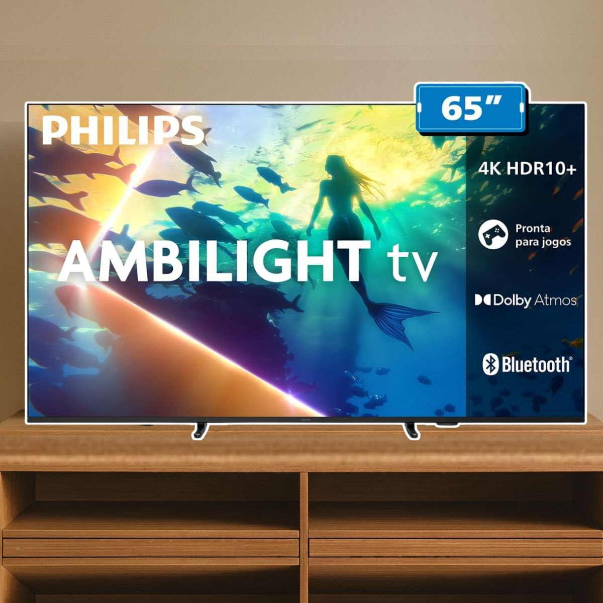 PHILIPS, Smart TV Ambilight 65″ 4K, 65PUG8100/78, Comando de Voz, HDR10+/Dolby Atmos, VRR/ALLM, Bluetooth na Amazon