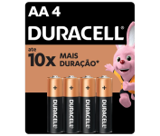 Pilha Alcalina AA Pequena DURACELL Com 4 Unidades na Amazon