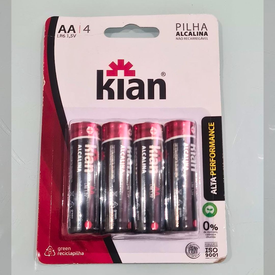 Pilha Alcalina AA – Blister C/4 Kian na Amazon