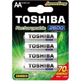 Pilha Recarregável AA 1,2V 2600mah Toshiba 4 Unidades - TNH6GAE na Amazon