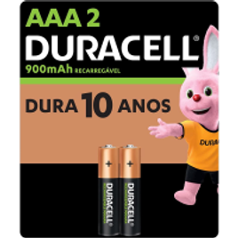 Pilha Recarregável AA Pequena 2500mah Duracell com 2 Unidades na Amazon