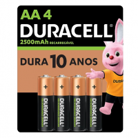 Pilha Recarregável AA Pequena DURACELL Com 4 Unidades na Amazon