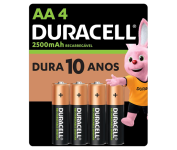Pilha Recarregável AA Pequena DURACELL Com 4 Unidades na Amazon