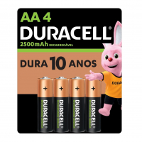 Pilha Recarregável AA Pequena DURACELL Com 4 Unidades na Amazon