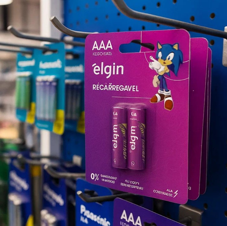 Pilha recarregável AAA 1000mAh Elgin com 2 unidades Palito na Amazon
