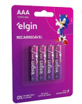 Pilha recarregável AAA 1000mAh Elgin com 4 unidades Palito na Amazon