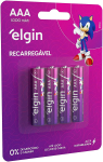Pilha recarregável AAA 1000mAh Elgin com 4 unidades Palito na Amazon