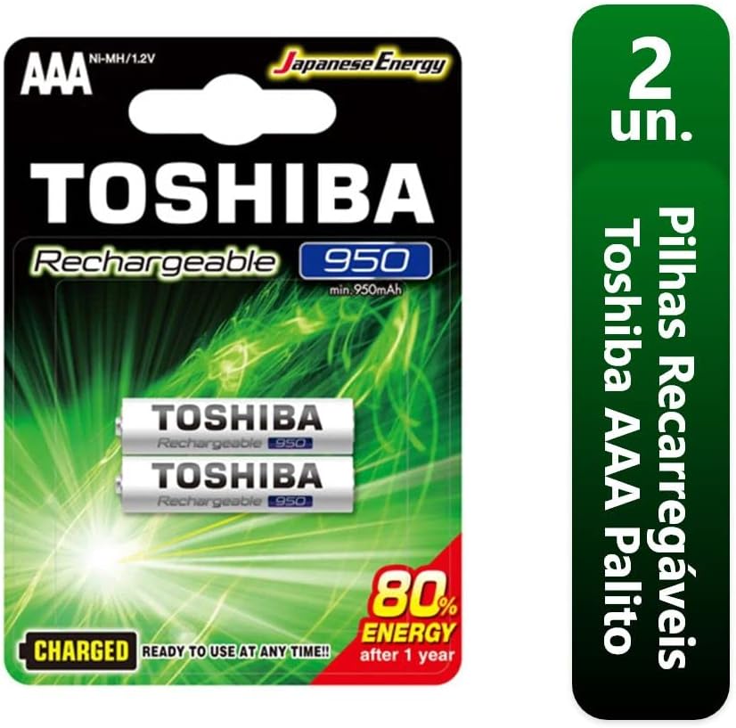 Pilha Recarregável AAA 1,2V 950mAh TNH3GAE TOSHIBA (Cartela com 2 unid.) na Amazon