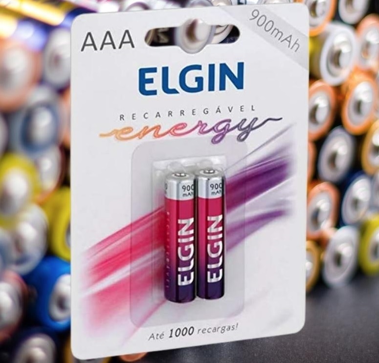 Pilha recarregável Aaa 900mah com 2 unidades Elgin na Amazon